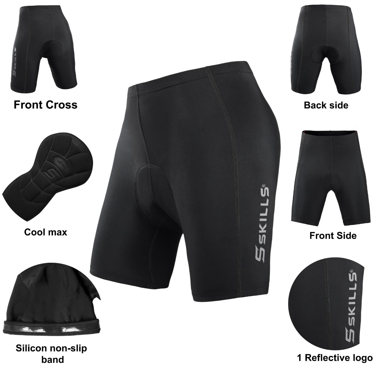 Skills Mens Quality Cycle, Cycling Shorts Coolmax® Anti-Bac Padding pants MTB