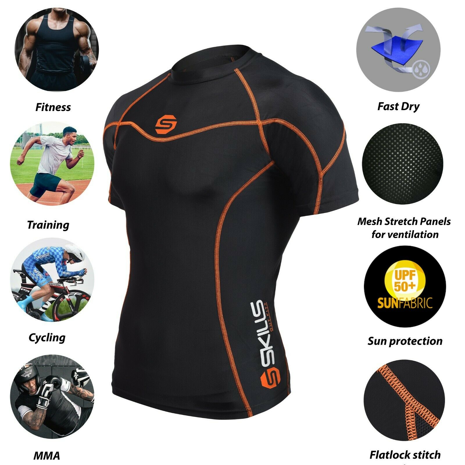 Men's Compression-Armor-Base-Layer-Top-Half- Sleeve Shirt - Skills Outfit Pty Ltd