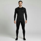 Compression Men's Base layer Black Top Skin Fit Shirt + Pants / Tights set