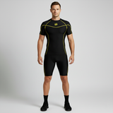 Men's Black / Fluro Compression Base Layer Short sleeve shirt and shorts Set