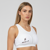 Women Chest Guard Front Closure Protection MMA Push Up Sports Bra Maxi White