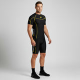 Men's Black / Fluro Compression Base Layer Short sleeve shirt and shorts Set