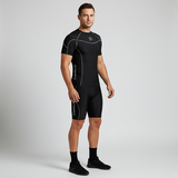 Men's Black / Grey Compression Base Layer Short sleeve shirt and shorts Set