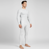 Compression Men's Base layer White Top Skin Fit Shirt + Pants / Tights set
