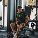 Men's Black / Green Compression Base Layer Short sleeve shirt and shorts Set