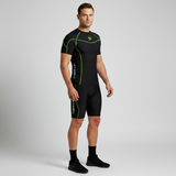 Men's Black / Green Compression Base Layer Short sleeve shirt and shorts Set